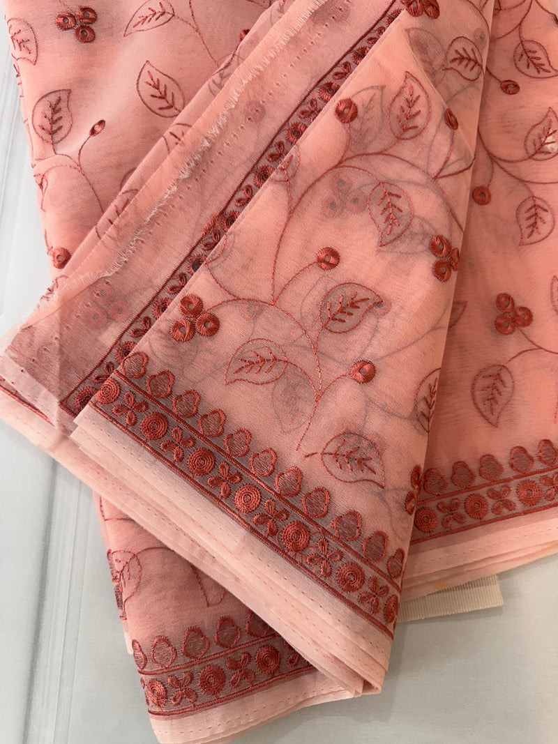 Banarasi kora oraganza saree with embroidery  MKOS325 Peach