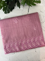 Semi tussar saree with cutwork MSHK566 OnionPink1
