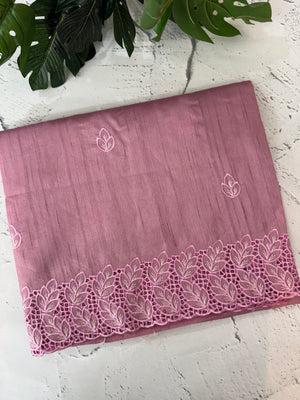 Semi tussar saree with cutwork MSHK566 OnionPink1