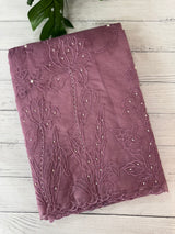 Organza saree with embroidery and pearl work - MSK54- Pastel Magenta