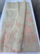 Moonga checks saree with Applique work  MSH160 - Cream & Peach