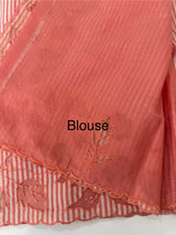Striped Mul chanderi saree with net applique borders MSH987
