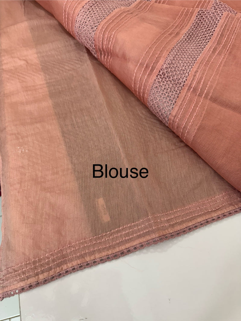 Supernet saree with crochet work and lace border MCJ5433 Peach