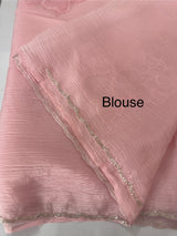 Soft crush Organza saree with beads work MBS679 Pink