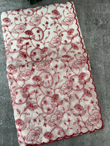 Soft kota checks saree with embroidery - SVWISS white & red