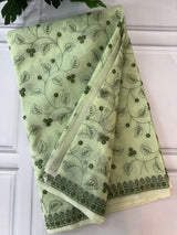 Banarasi kora oraganza saree with embroidery  MKOS323 PastelGreen