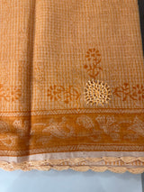Supernet kota saree with crochet borders MS6777- Peach