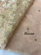 Jute Linen saree with thread work MSH206 - Peach