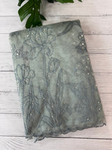 Organza saree with embroidery and pearl work - MSK54- DuskyBlue