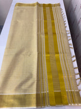 Kerala Golden tissue saree - checks