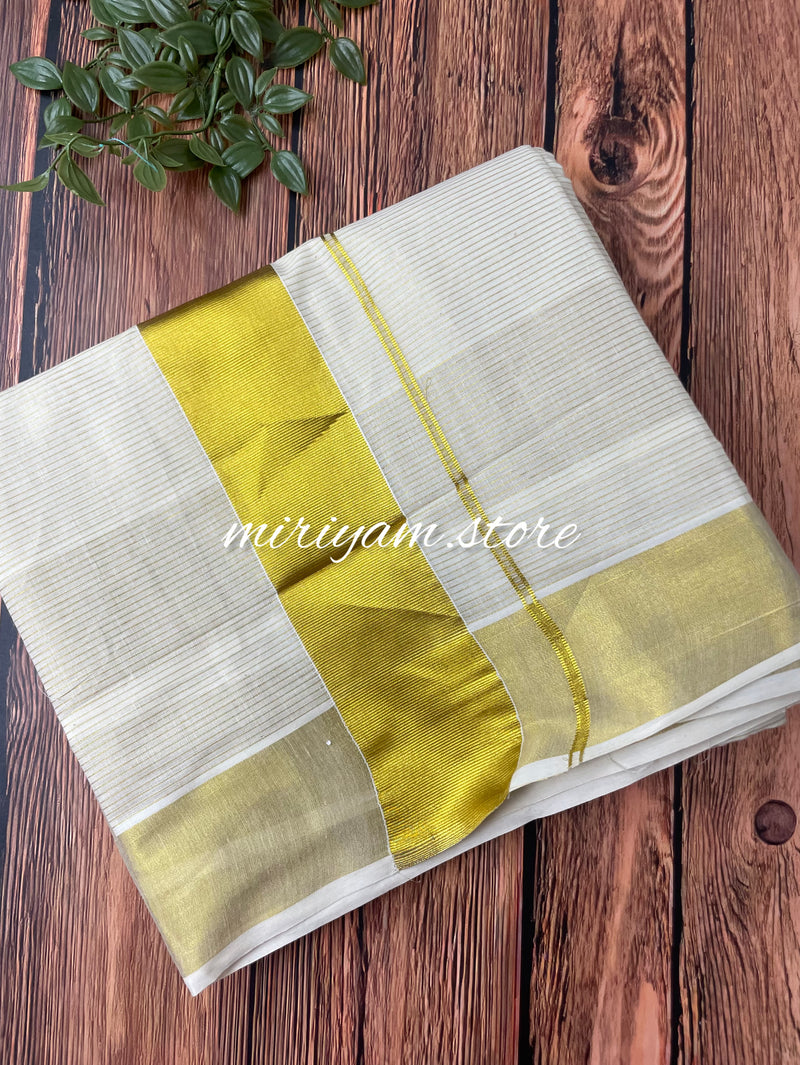 READY TO WEAR - Kerala cotton saree - Gold