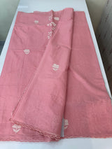 Mul chanderi applique work saree  MSH146- PeachyPink