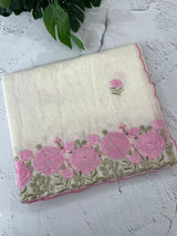 Mul chanderi embriodery saree with scalloped borders MSH176
