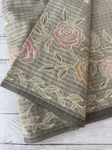 Applique and embroidery work 
 Kota Silk saree MSH118- Cement Grey