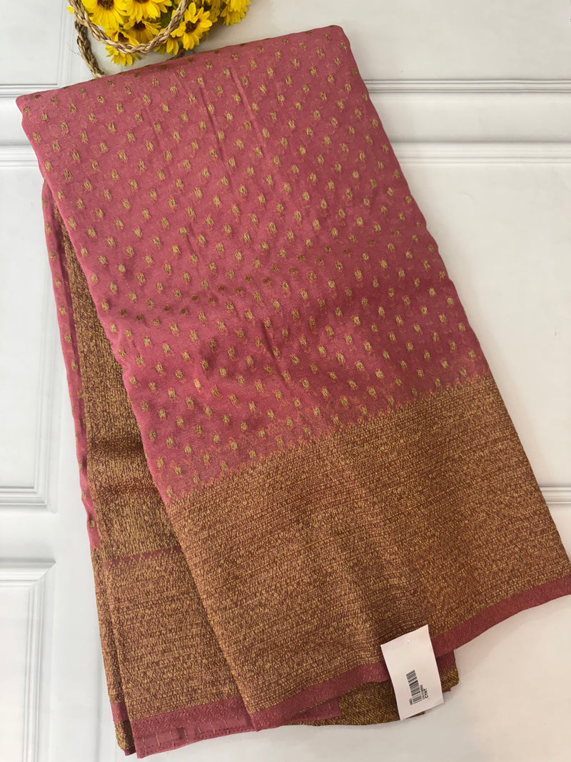 Semi banarasi Khaddi Georgette saree - MS1498 DuskyPeach