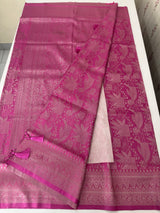 Silver zari woven soft silk saree with brocade blouse MSB5666 Magenta