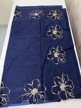 Organza saree with embroidery borders MOS4765 NavyBlue
