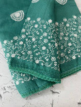 Soft kota checks saree with embroidery - MS7676 TealGreen