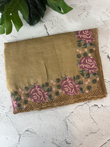 Crush Organza cutwork & embroidery saree MS7544- Chiku