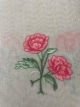 Tissue linen saree with embroidery MSL4900 - PeachRed Flowers