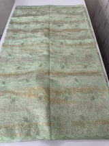 Premium Crush Organza saree with thread work- MCW863 PastelMintGreen