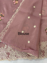 Soft crush Organza saree with embroidery and applique work MS14764 DuskyOnion