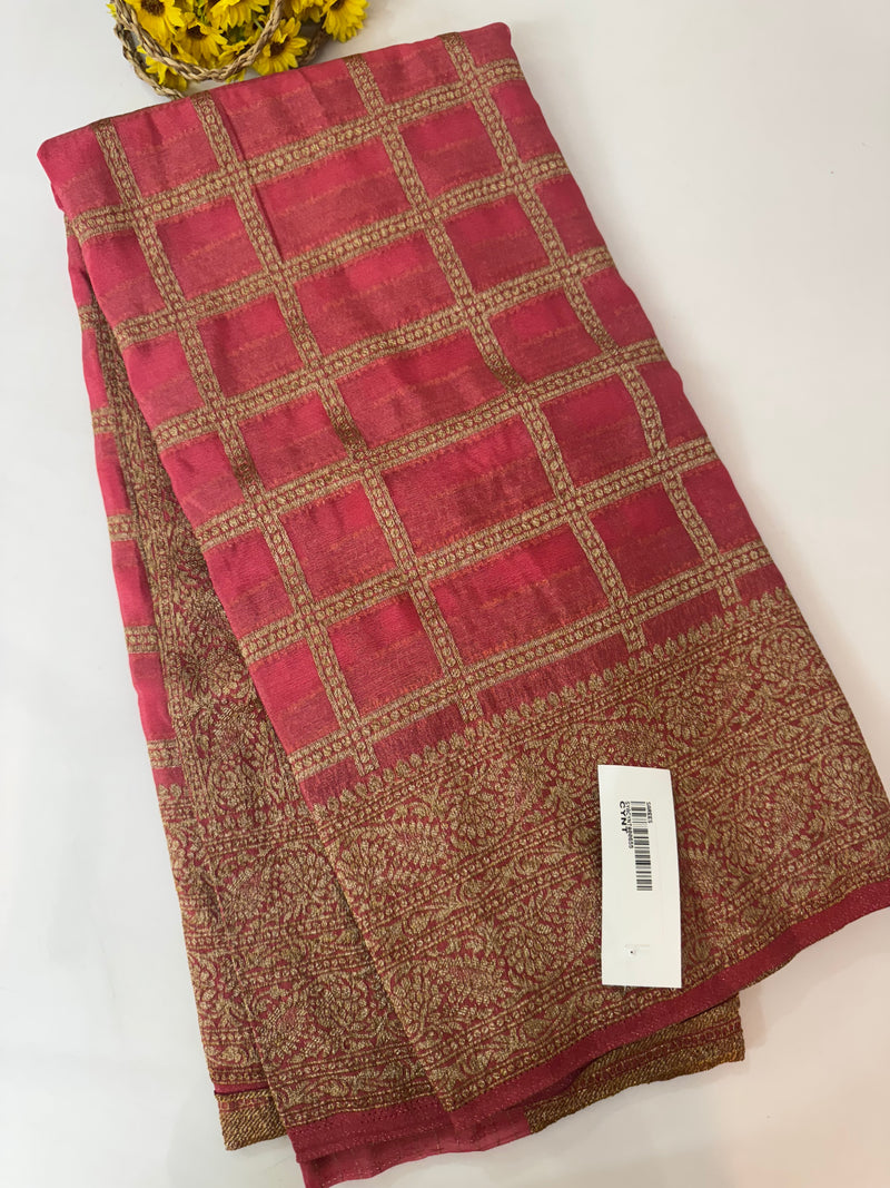 Semi banarasi Khaddi Georgette saree - MS1498- BrightPeach