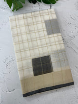 Checks semi chanderi saree  MS9871 - Black