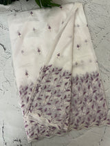 Glass tissue organza saree with embroidery MSF132 White to Lavender