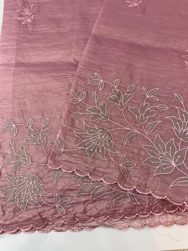 Crush Organza applique work saree MS14589