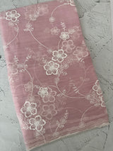 Crush Tissue Organza saree with embroidery - MS14799 PastelPink
