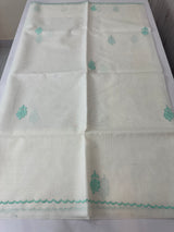 Kota silk saree with applique work SJCV82- Offwhite & Blue