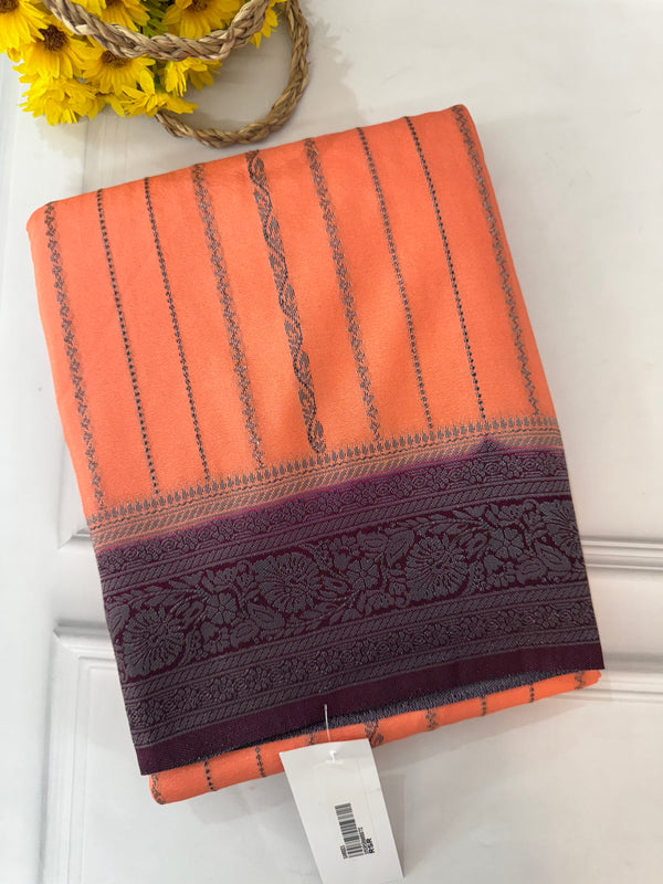 Chinnon Georgette saree with contrast pallu and blouse MS12166