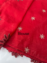 Crush Organza saree MSK5463- Red