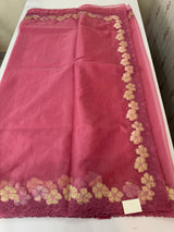 Soft organza saree with turkish applique borders- MCW735