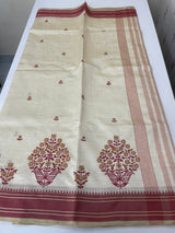 Blended tussar silk saree with embroidery- MSH490