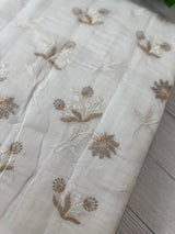 Crushed Blended tussar silk saree with embroidery- MSB7654 White