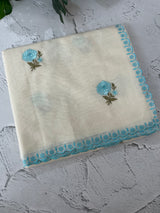 Mul chanderi embriodery saree with scalloped borders MSH290