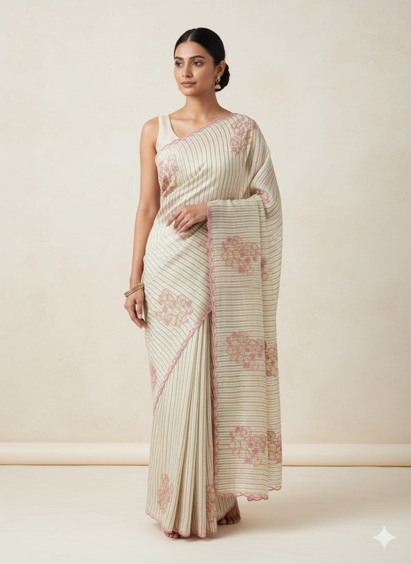 Tissue mix Soft silk saree with applique work MS8146