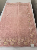 Soft Organza saree with thread work and tissue applique borders - MCW605 BabyPink