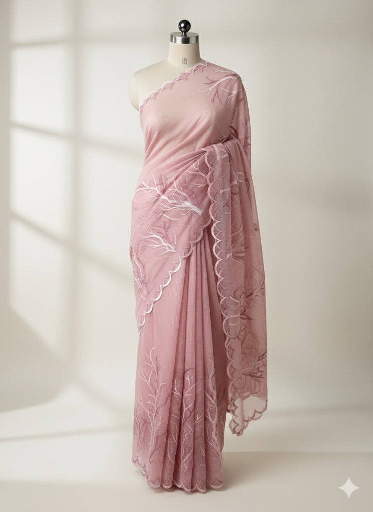 Kota silk embroidery saree  MSH125- Pink