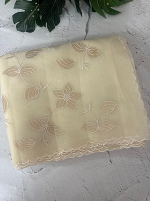 Viscose Organza saree with applique work-MSH238 Ivory