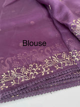 Silk organza saree with aari embroidery - MS14923
