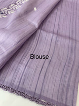 Blended tussar saree with cutwork - MSHK690 Lavender