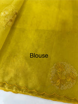 Organza saree with embroidery - MSH375 Yellow