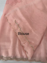 Soft crush Organza saree with beads work MBS679 PeachPink