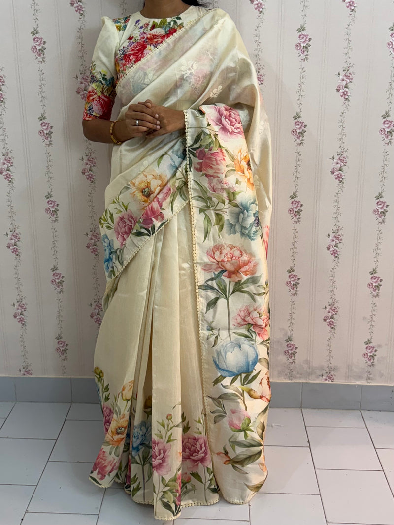 Semi silk saree with digital prints SRTS41
