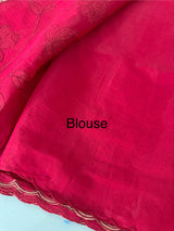 Malai chanderi saree with applique work MSM6201 RaniPink