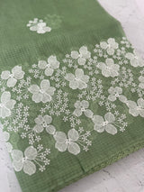 Soft kota checks saree with embroidery - MS7676 DustyGreen