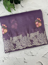 Soft crush Organza saree with embroidery and applique work MS14764 Purple